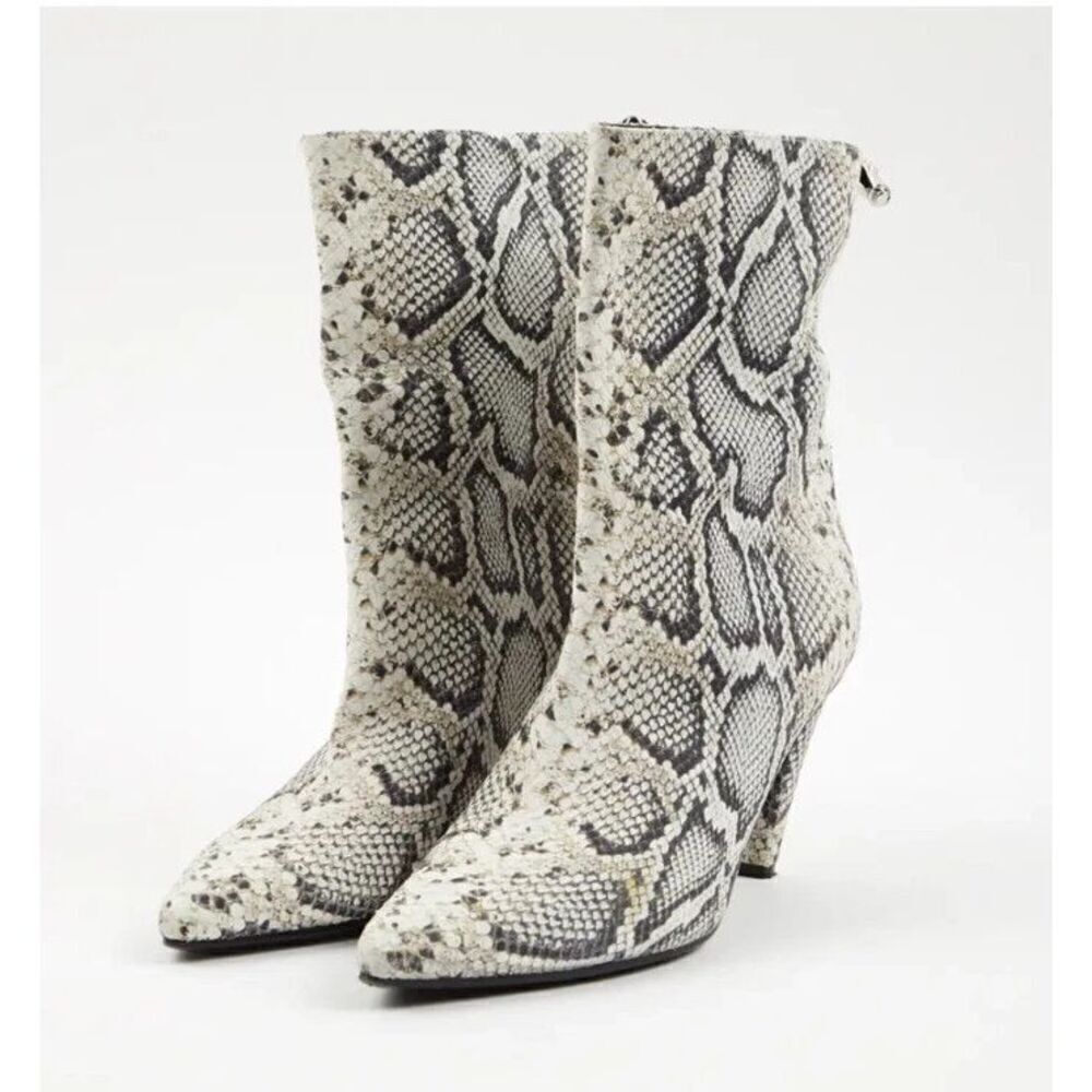 New Longchamp Python Print Leather Heel  Ankle Boots Sz EU 40 $890